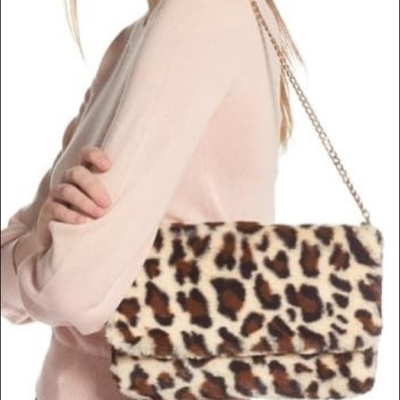RACHEL PARCELL Faux Fur Purse leopard print NWT - Picture 2 of 6